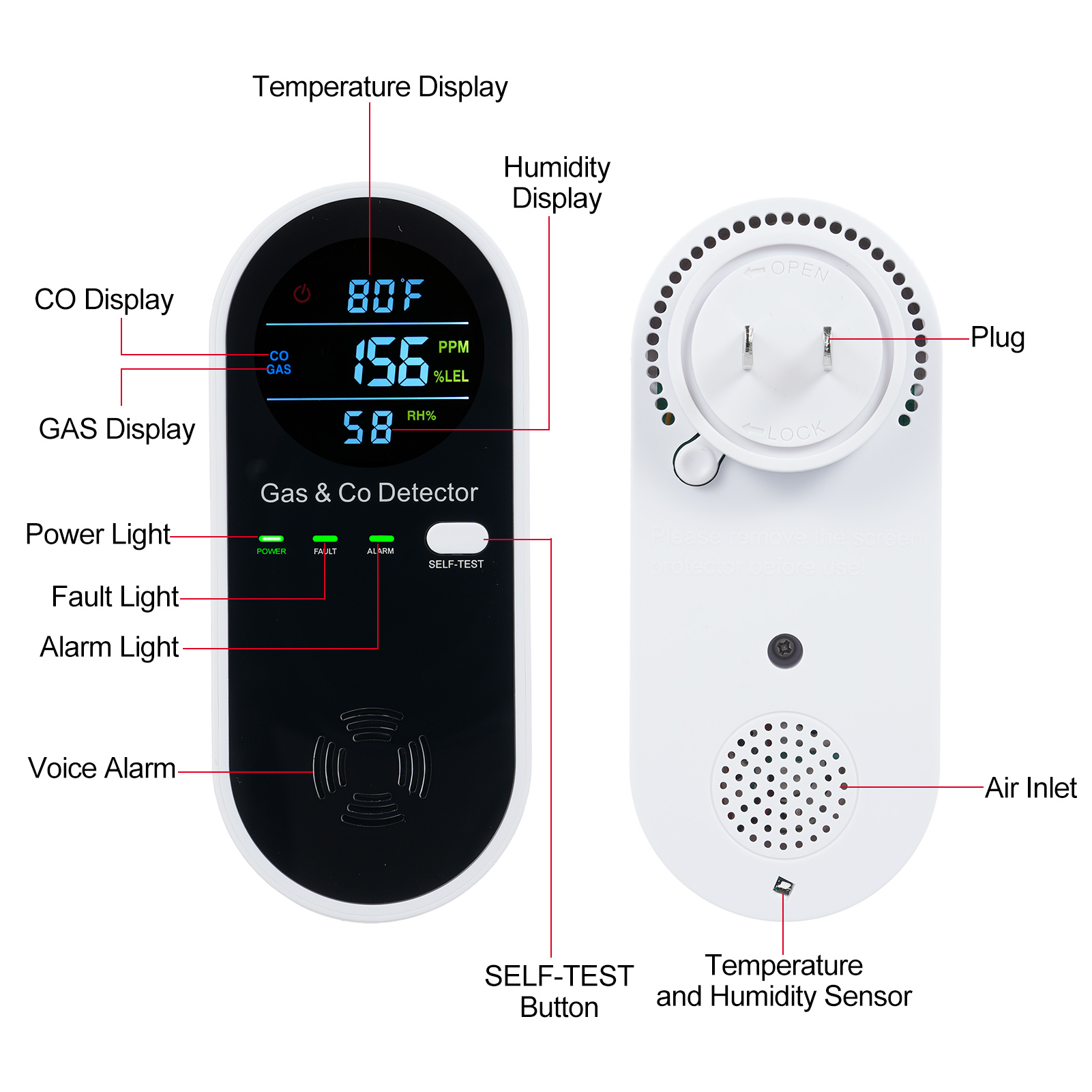 Alarm Monitor CO 4 in 1 dengan - Co Detector Plug ulasan dan harga
